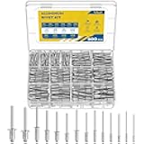 500 Pcs Pop Rivets Assortment Kit, 14 SAE Sizes Aluminum Rivets, 3/32