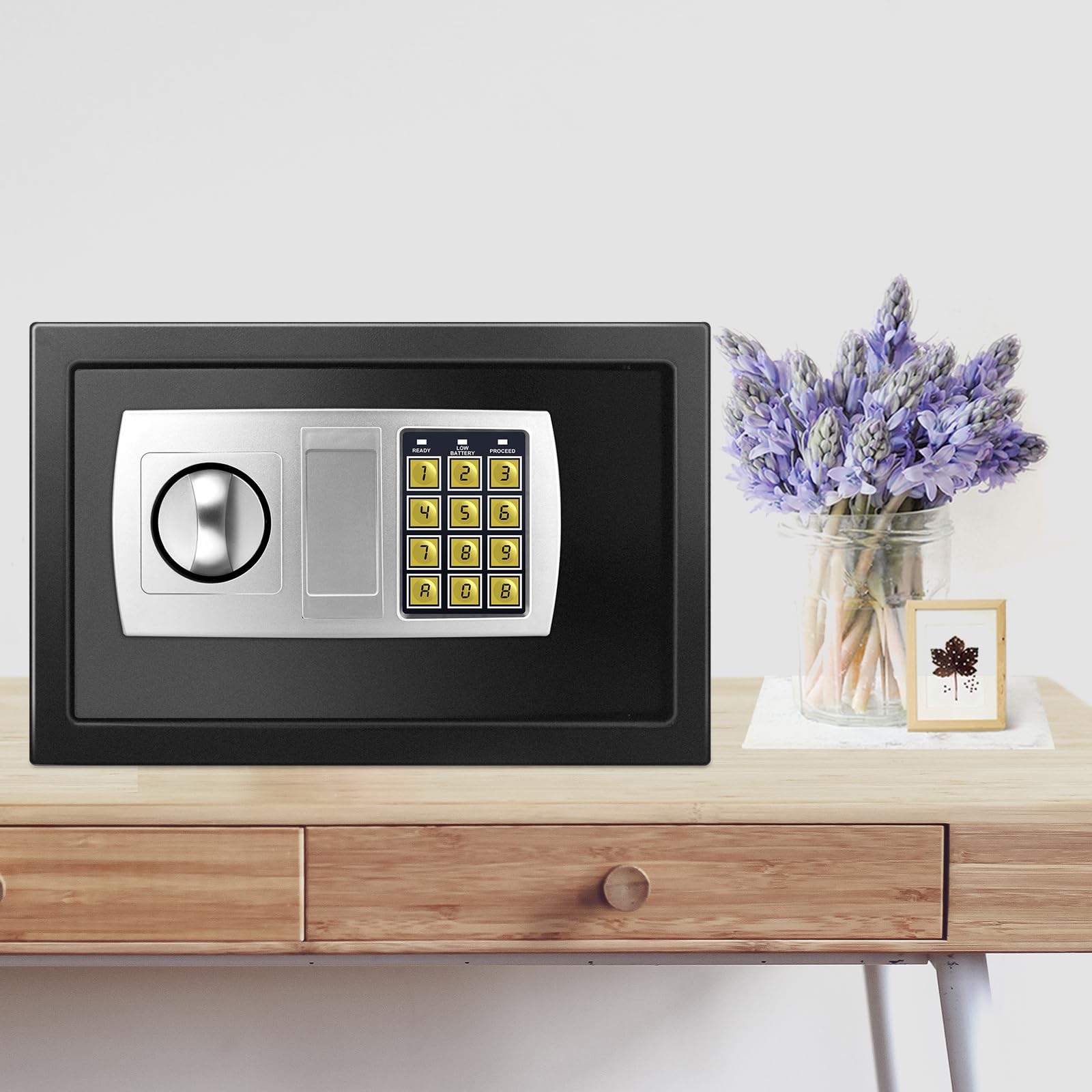 Cassaforte per La Casa Mini Cassaforte Ignifuga Impermeabile, Cassaforte di Sicurezza Personale per La Casa con Codice Pin Digitale E Cassetta Portachiavi di Emergenza, per Contan，Black-8.5L