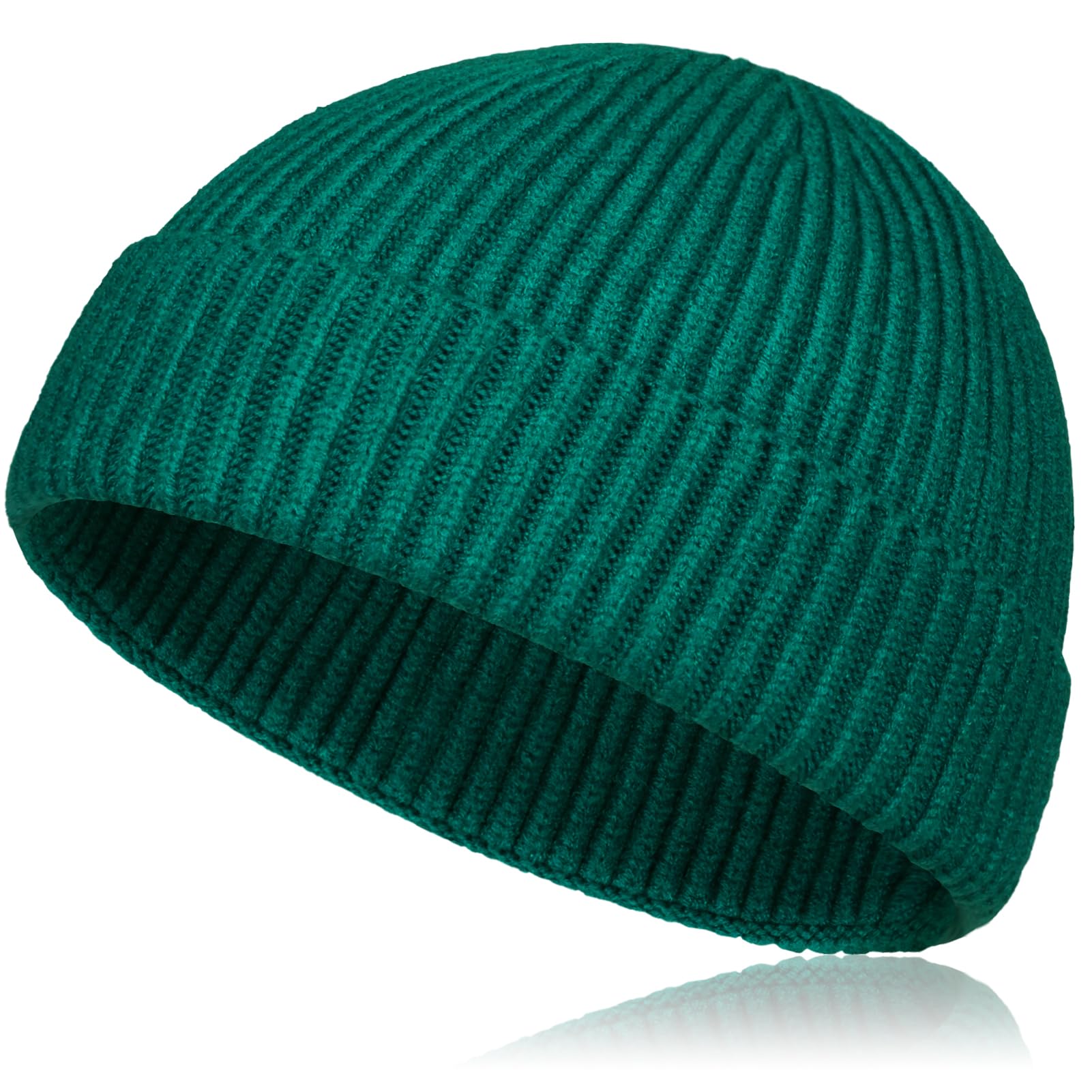 Samserot Wool Short Fisherman Beanie for Men Women, Knit Cuff Trawler Beanie Caps Winter Warm Hats