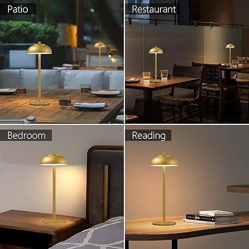 Miniatura 7 de Paquete de 2 Lámparas de Mesa LED Inalámbricas: Lámpara de Escritorio Portátil Moderna para Uso Interior/Exterior, Luces de Batería Recargable con