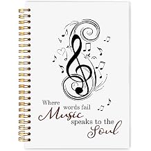 WARDOS Music Lover Gifts Notebook Journal 5.5x8.3, Musician Musical Teacher Gifts Notebook for Note Taking, Where Words Fail Music Speaks to the Soul Spiral Journal