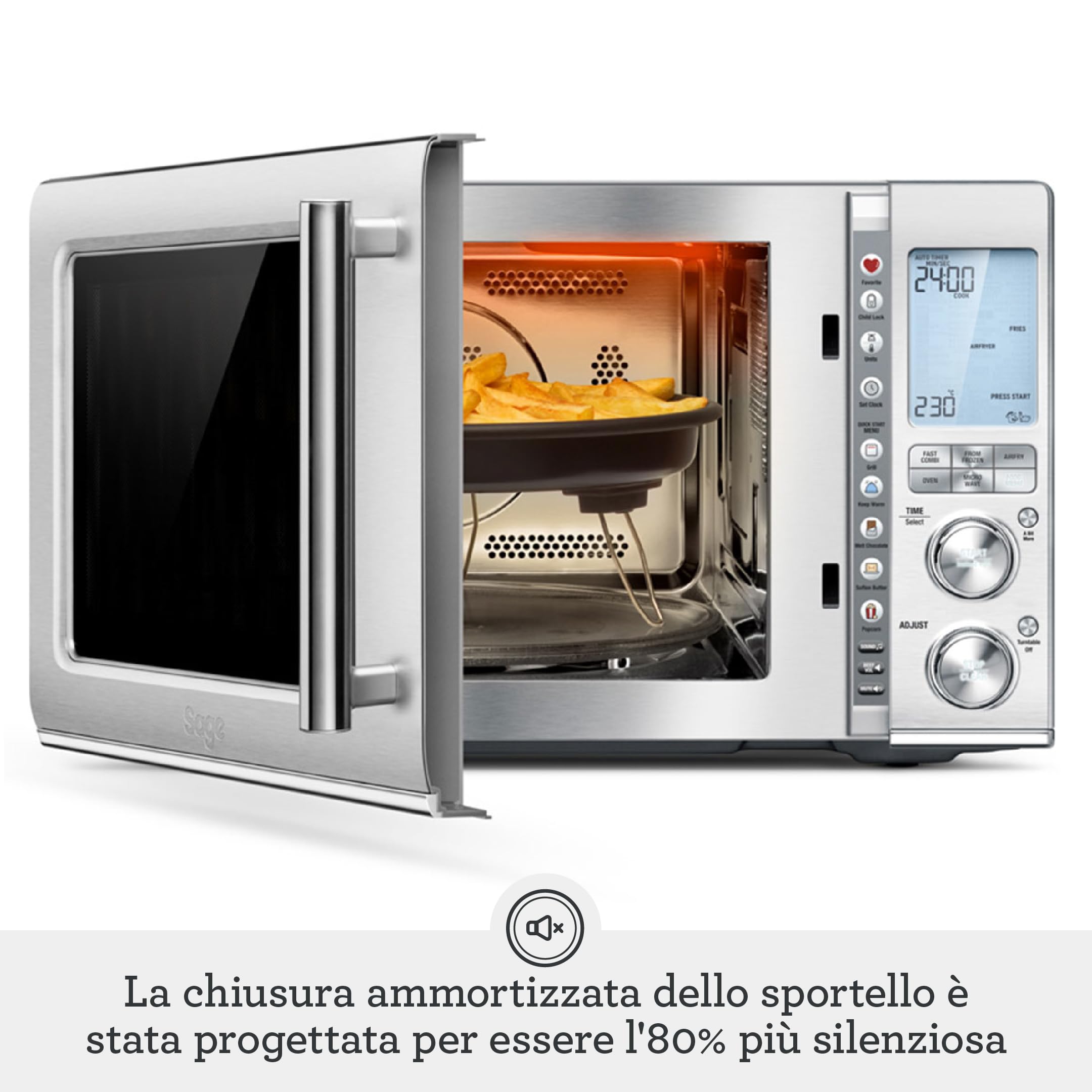 Sage - Combi Wave 3 in 1 - Friggitrice Ad Aria, Forno a Convezione e Microonde - Acciaio Inox Spazzolato
