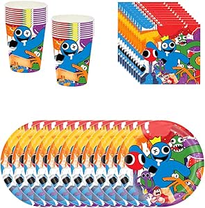 Set De Fête 44 Pièces Avec Assiettes En Carton, Serviettes, Gobelets En Carton Et Ballons Pour