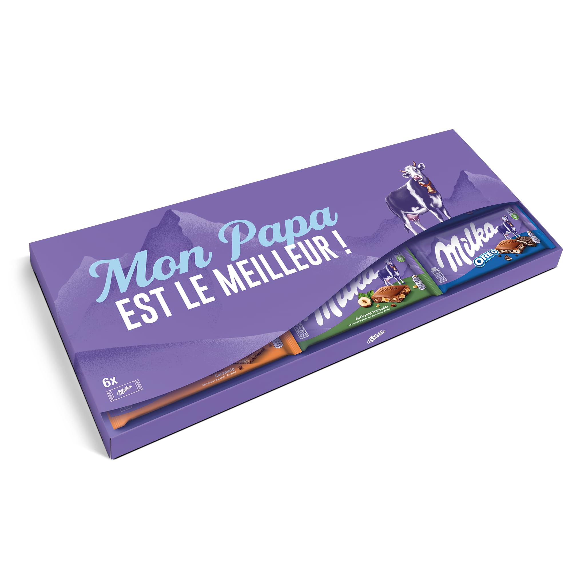 Milka Tablette de Chocolat XXL - Une méga barre chocolatée pour la Fête des Pères avec message thématique, cadeau gourmand pour papa - 6 tablettes incluses