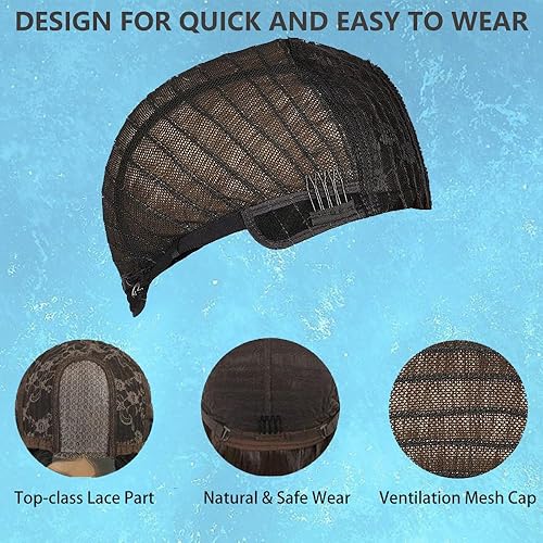 Miniatura 6 de Pelucas rubias para mujer, 26 pulgadas de largo, peluca de cabello rubio degradado, peluca sintética de aspecto natural con parte media (26 pulgadas