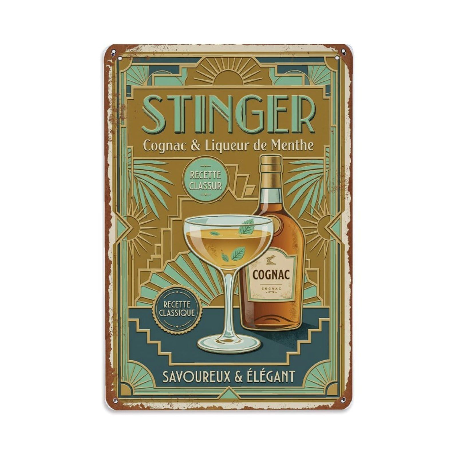 Stinger Fashionable Cocktail Metal Tin Sign Plaque Wall Decor for Cafe, Club Bar, Office, Home Garden Metal Poster 8x12Inch