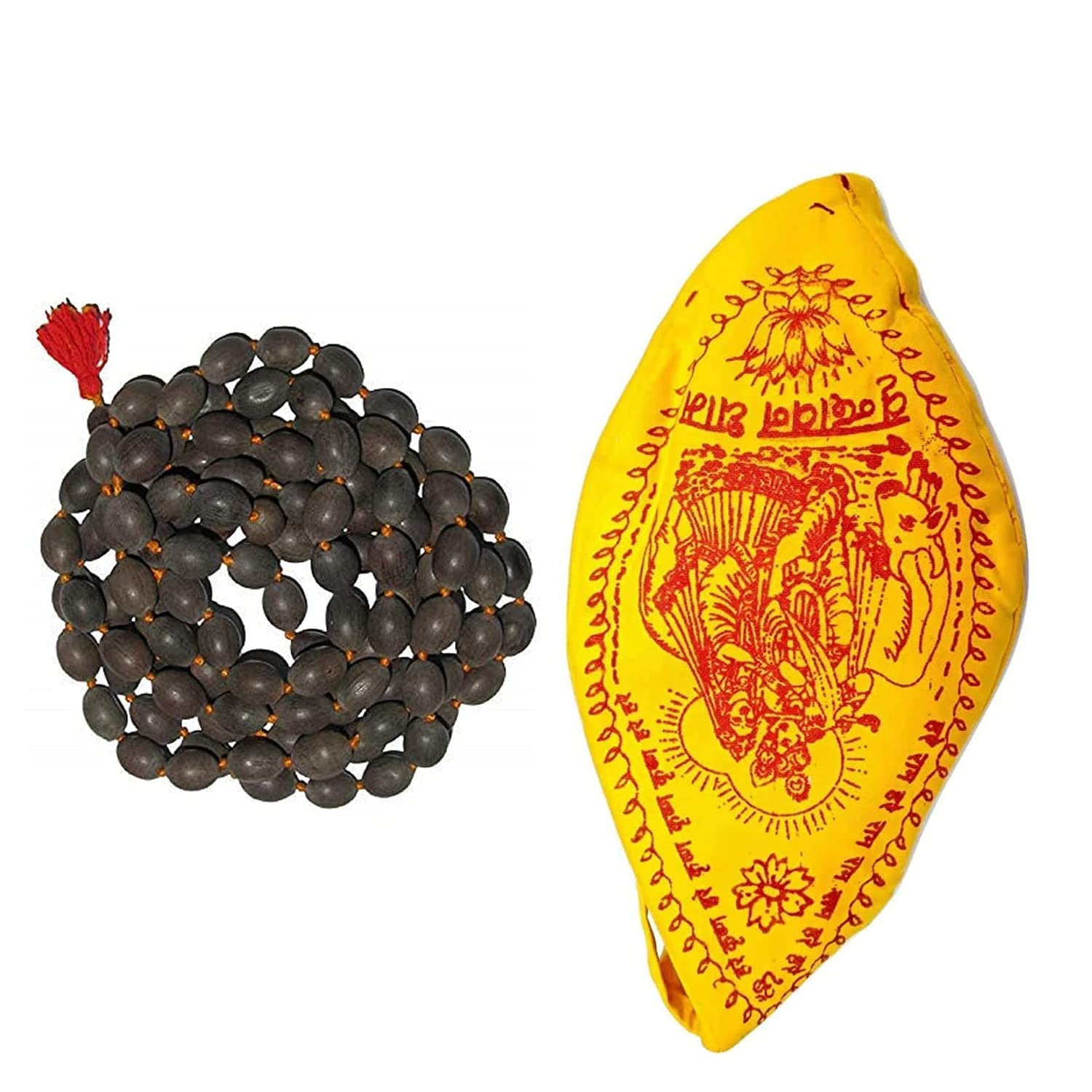 TreegoArtTreegoArt Black Pure Kamalgatta Mala Natural Kamal Gatta Mala/Original Lotus 108 Beads Mala with a Combo of Gamukhi Jaap Bag