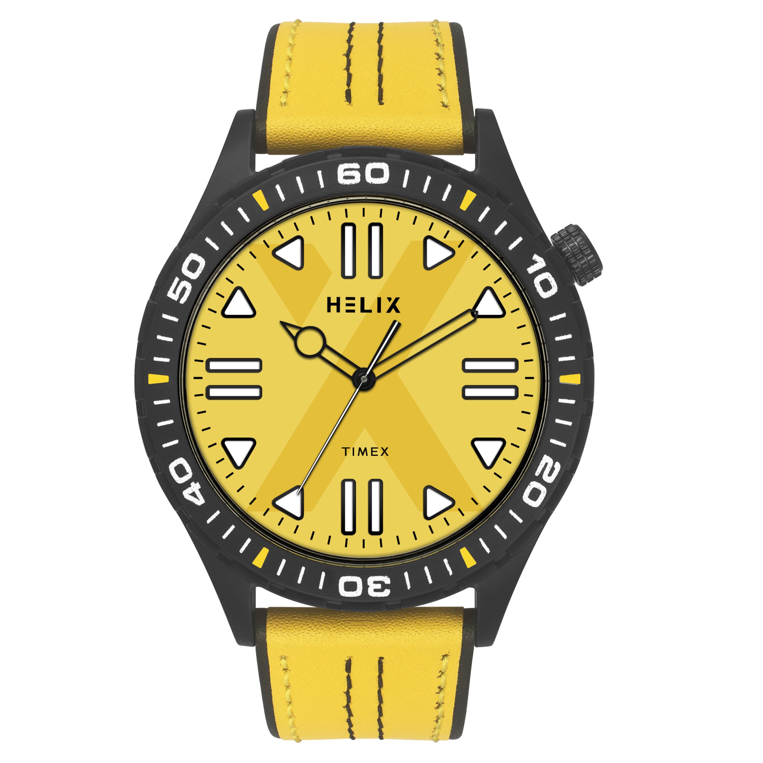 Helix by Timex Yellow Round Analog Watches for Men | Quartz Movement Leather Strap Men Watches | Upto 30 m Water Resistance with Buckle Closure | Gift for Men TW052HG05 (B0D75YF97N) Amazon Price History, Amazon Price Tracker