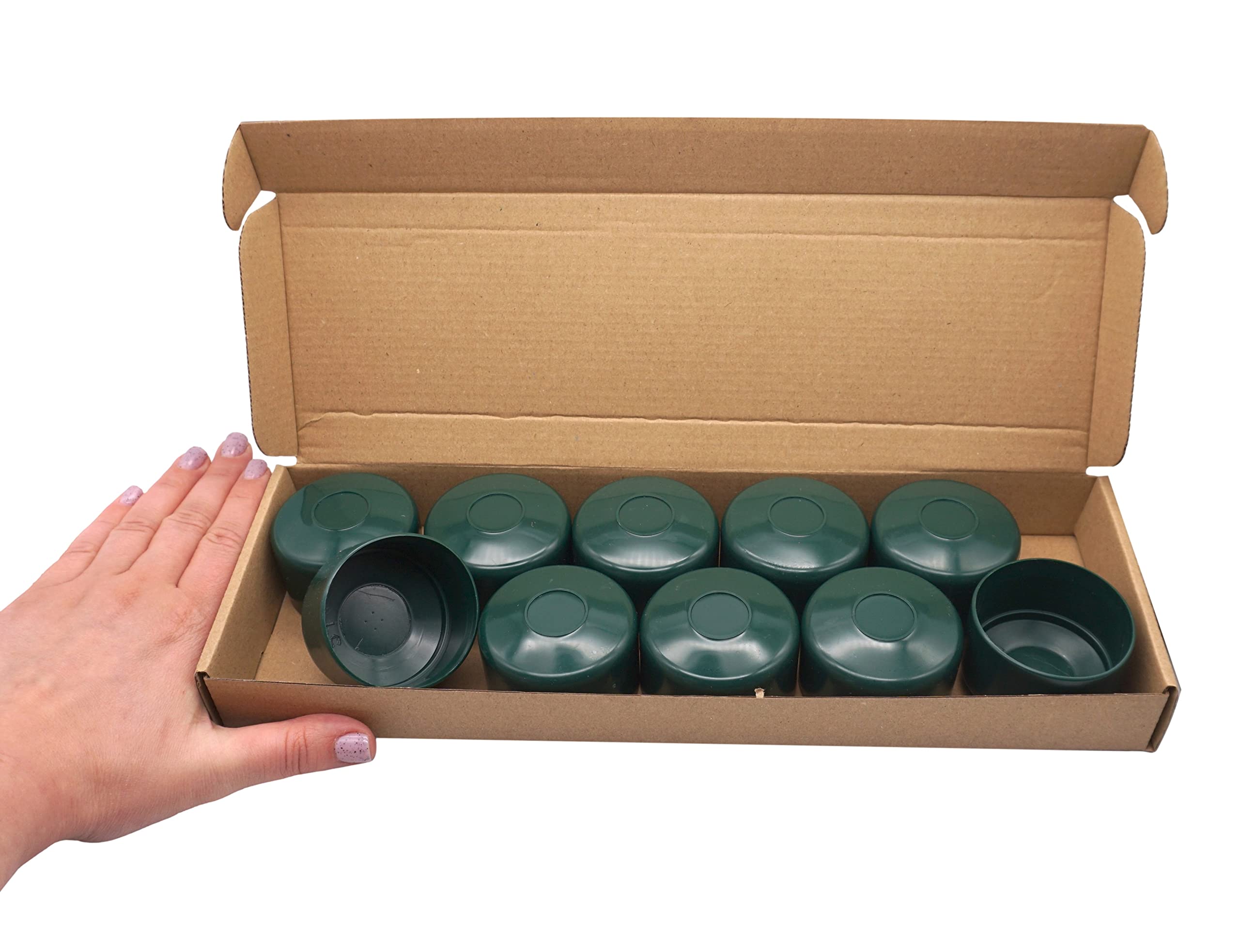 SKIR'CO (10 unidades) tapas de postes de valla, tapas redondas de plástico verde de 51 mm para postes de valla redondos, cubiertas de postes de valla, verde musgo RAL 6005