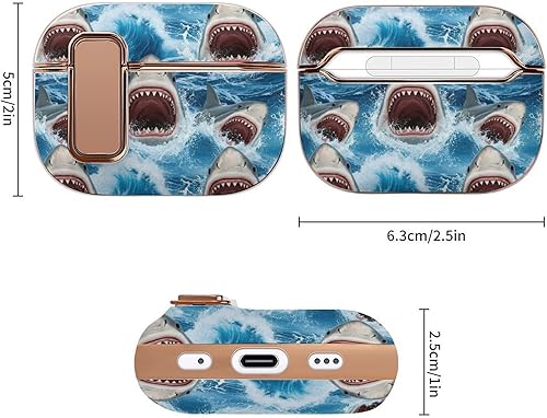 Miniatura 2 de Headphone Cover Compatible with Airpods Pro 2 Case Shark, Plastic, with Lock, Shockproof Protective