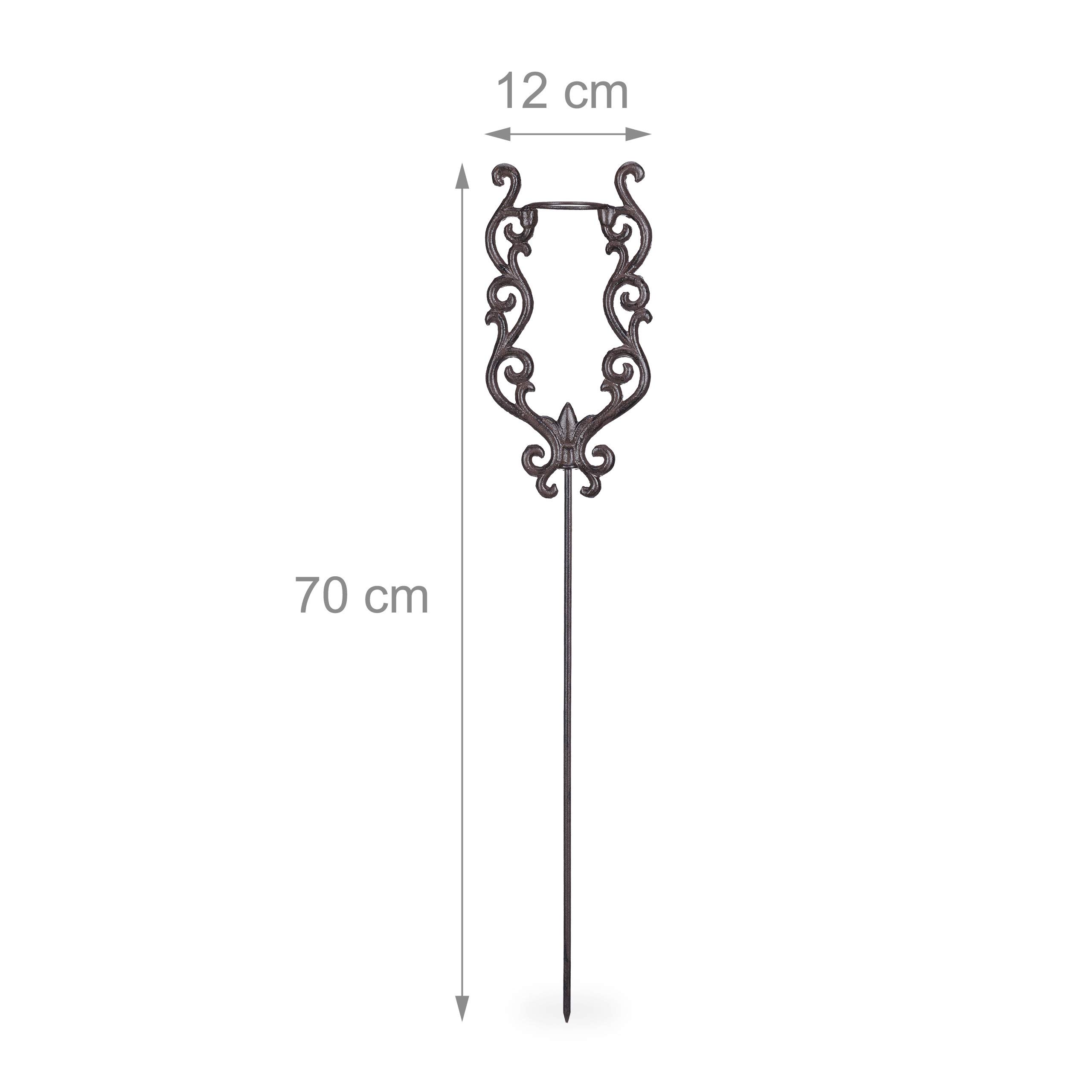 Relaxdays Regenmesser Vintage, mit Erdspieß, Niederschlagsmesser, antik, 12 cm, 5 inch, Glas, Metall, verziert, bronze