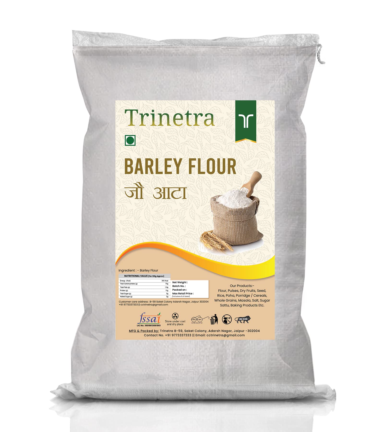 Trinetra Jau Atta (Barley Flour)- 20Kg Pack Improves digestion, Helps in weight loss, Manage diabetes, Boosts immunity