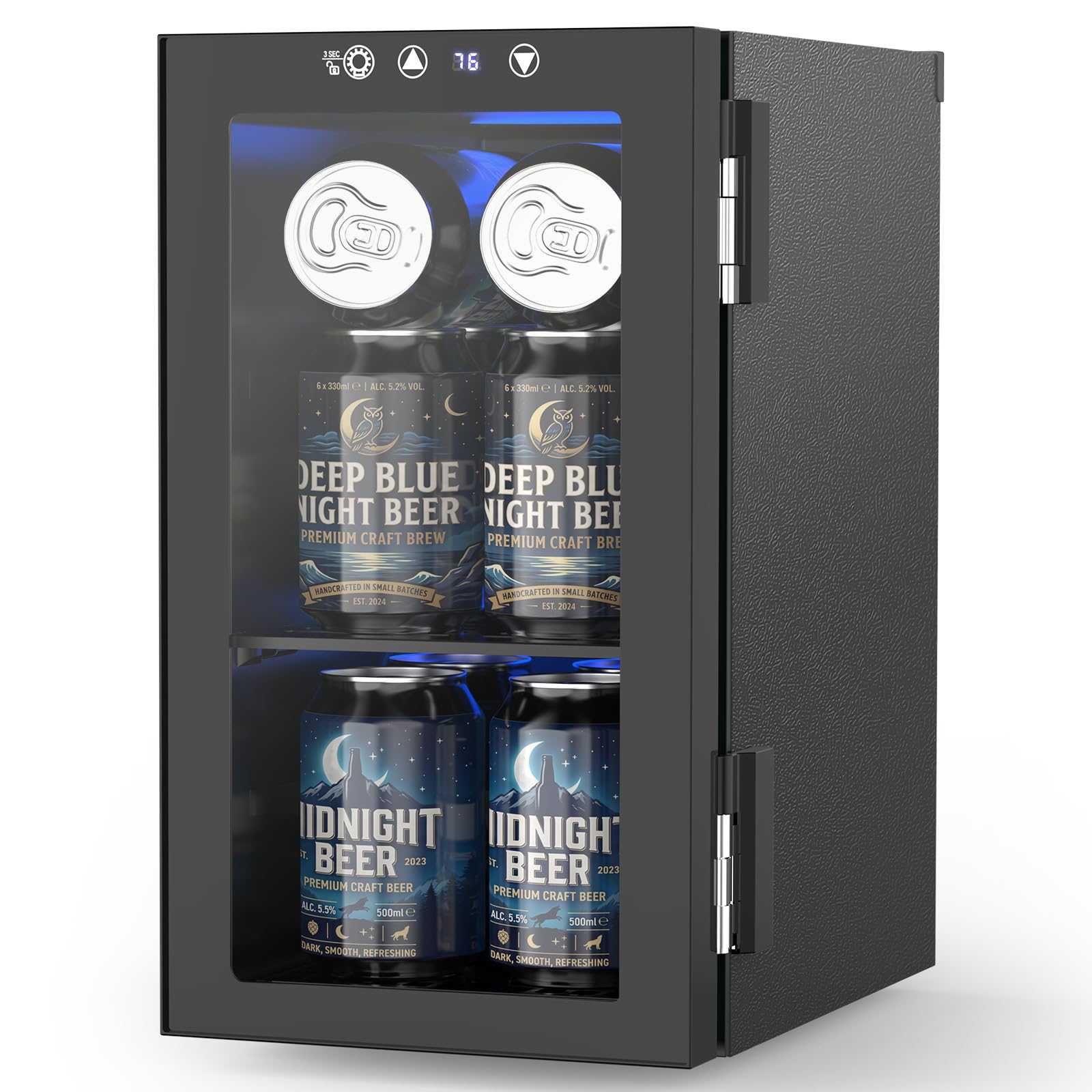 Electactic Wine Fridge Freestanding Counter-top, 12 Cans Wine Cellar Drink Cooler for Soda, Canned Beer, Adjustable Digital Temperature Control for Home Dorm Office, Black