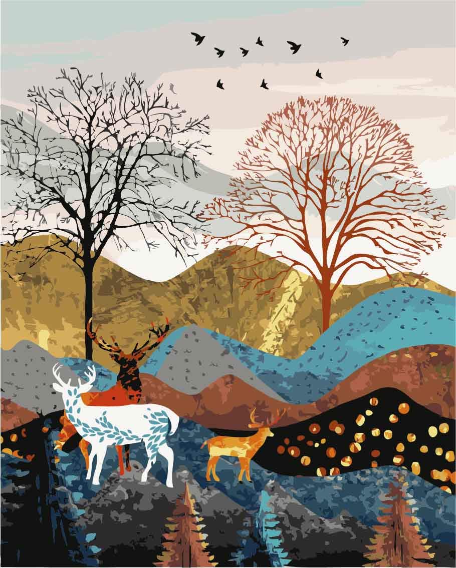 Aapxi Paint By Numbers – Cervo Su Tela 40x50 Cm, Kit Con Colori Acrilici E Pennelli, Per Adulti E Bambini - 4