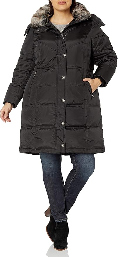 Women's tower by london fog quilted faux fur trim down coat Outlet