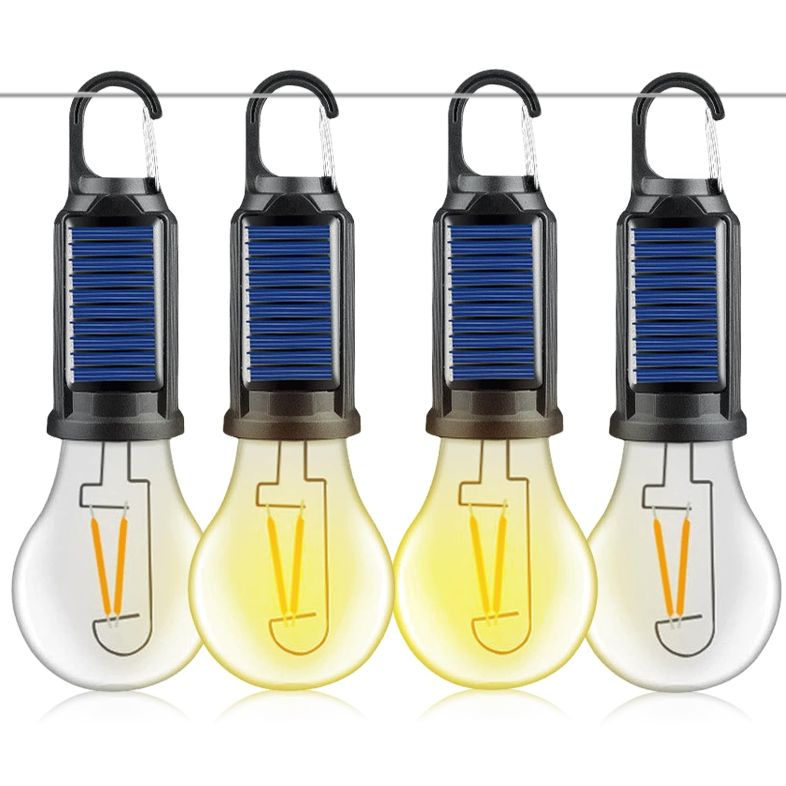 4 pezzi lampada da campeggio ricaricabile, 3 modalità di luce, lampadina ricaricabile con batteria, ricarica USB, lanterna LED mini, luminosità regolabile, luce da campeggio