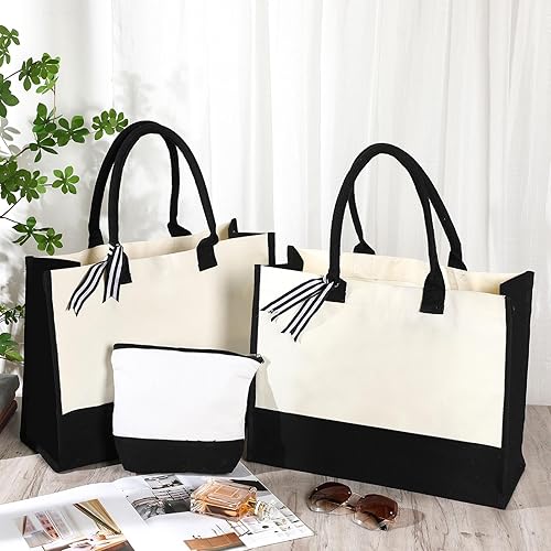 Miniatura 7 de Chunful 4 bolsas de arpillera con asa, bolsa de regalo a granel para mujeres, bolsa de playa de lona de boda, bolsa de yute de arpillera, bolsa de