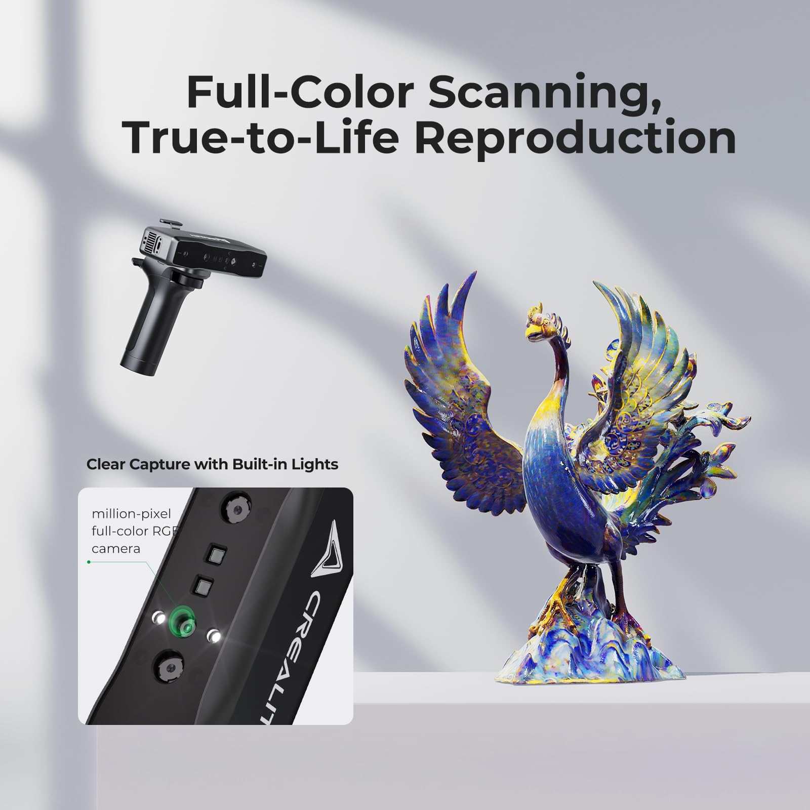 Creality Otter Lite - Scanner 3D per stampa 3D, scanner manuale senza fili, precisione 0,05 mm, anti-shake tracking, velocità fino a 30 fps, scansione a colori a 24 bit per oggetti da 20-2000 mm