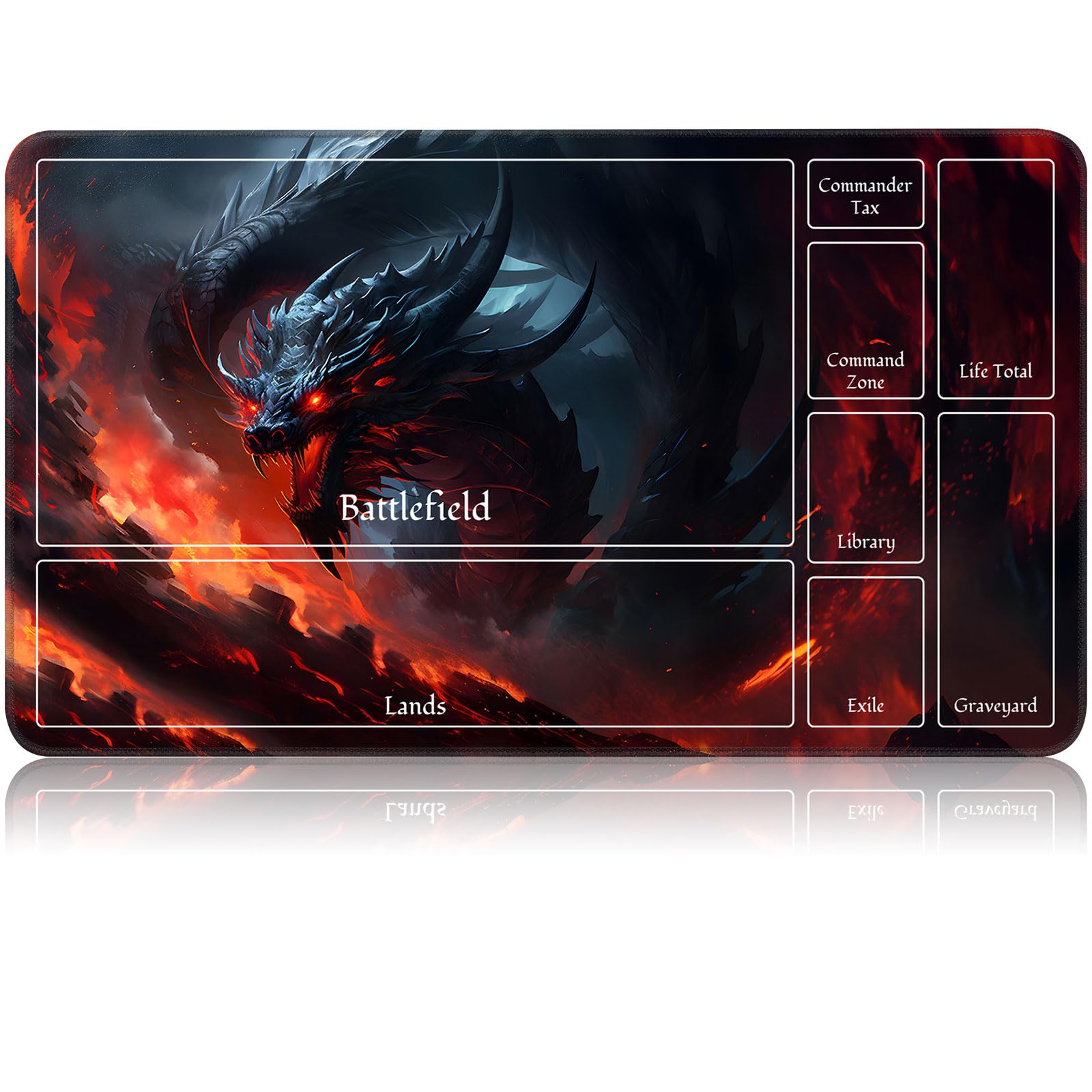 for MTG Game Playmat, for Magic TCG Rubber Play mat,Tabletop Card Playmats with Smooth Surface,Trading Card Inked Game Mat with New Zones,Battle Game,Fire Dragon