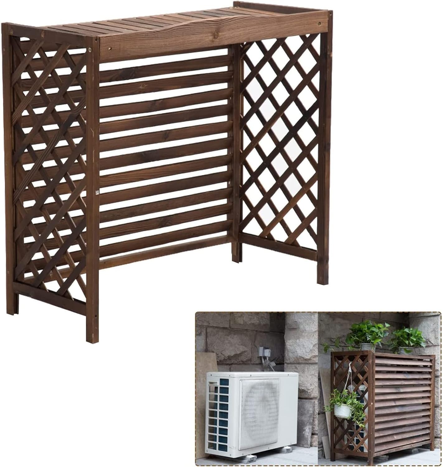 Outdoor Fence Air Conditione Cover Privacy Screens,Air Conditioner Fence Screen Solid Wood Air