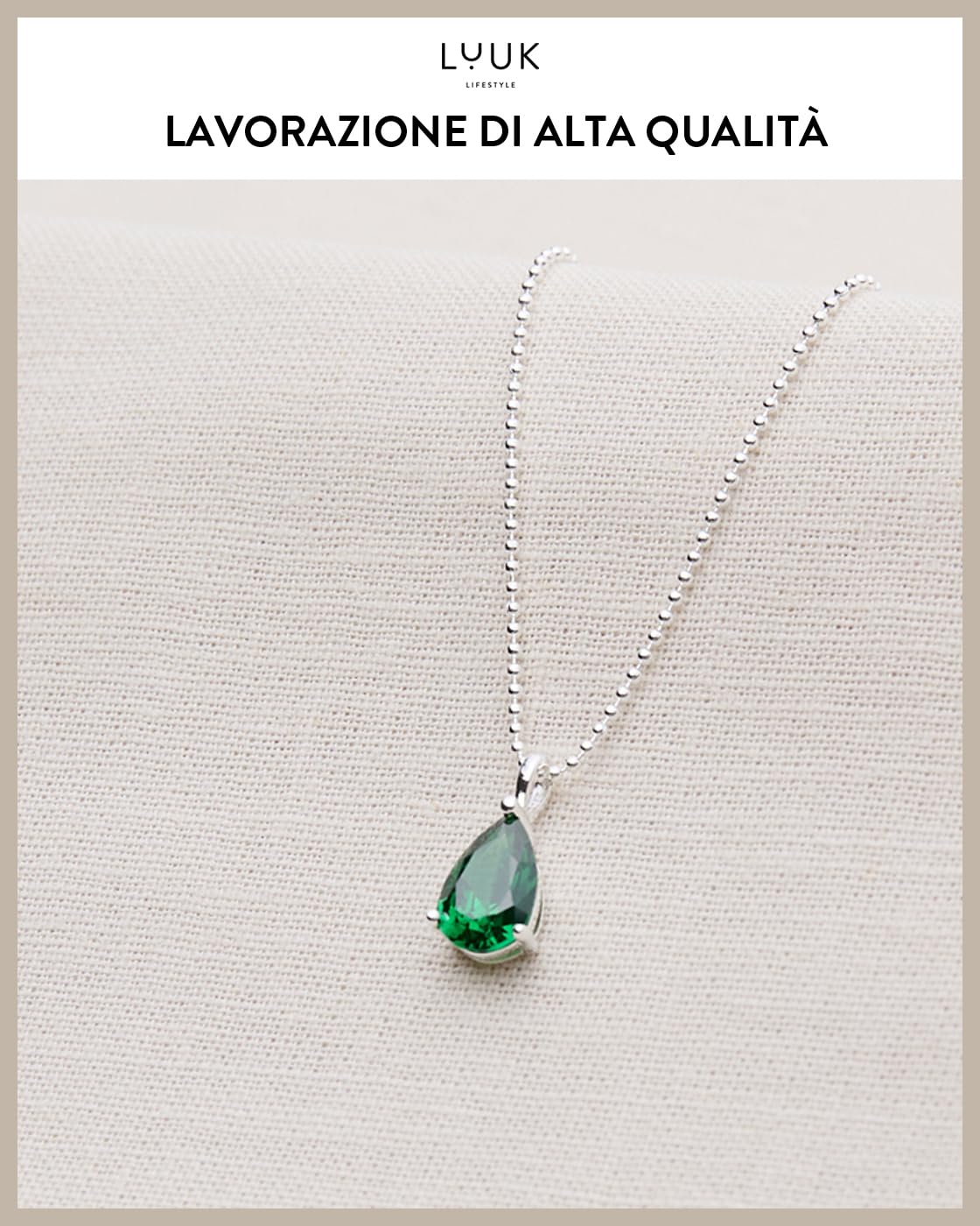LUUK LIFESTYLE Collana in argento sterling delicata con pendente basico in cristallo solitario, pietra di zircone, idea regalo per donna, collana con pietra del mese