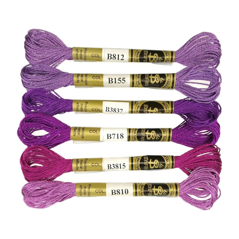 GUOCHENJIE Multicolor Metallic Embroidery Thread Shiny Cross Stitch Floss Threads on Skeins Sewing Kit