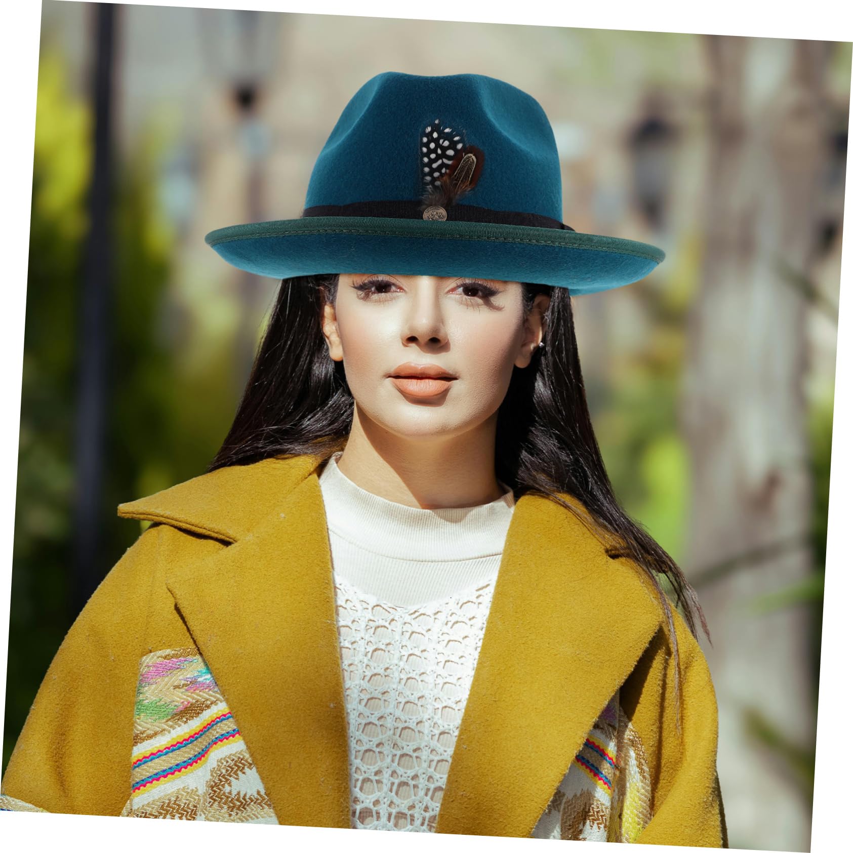 PartyKindom Sombrero De Lana Sombreros De Fieltro para Hombre Vaquero De Fieltro Negro De Vaquero De para Hombre Fedora Clásico De Green