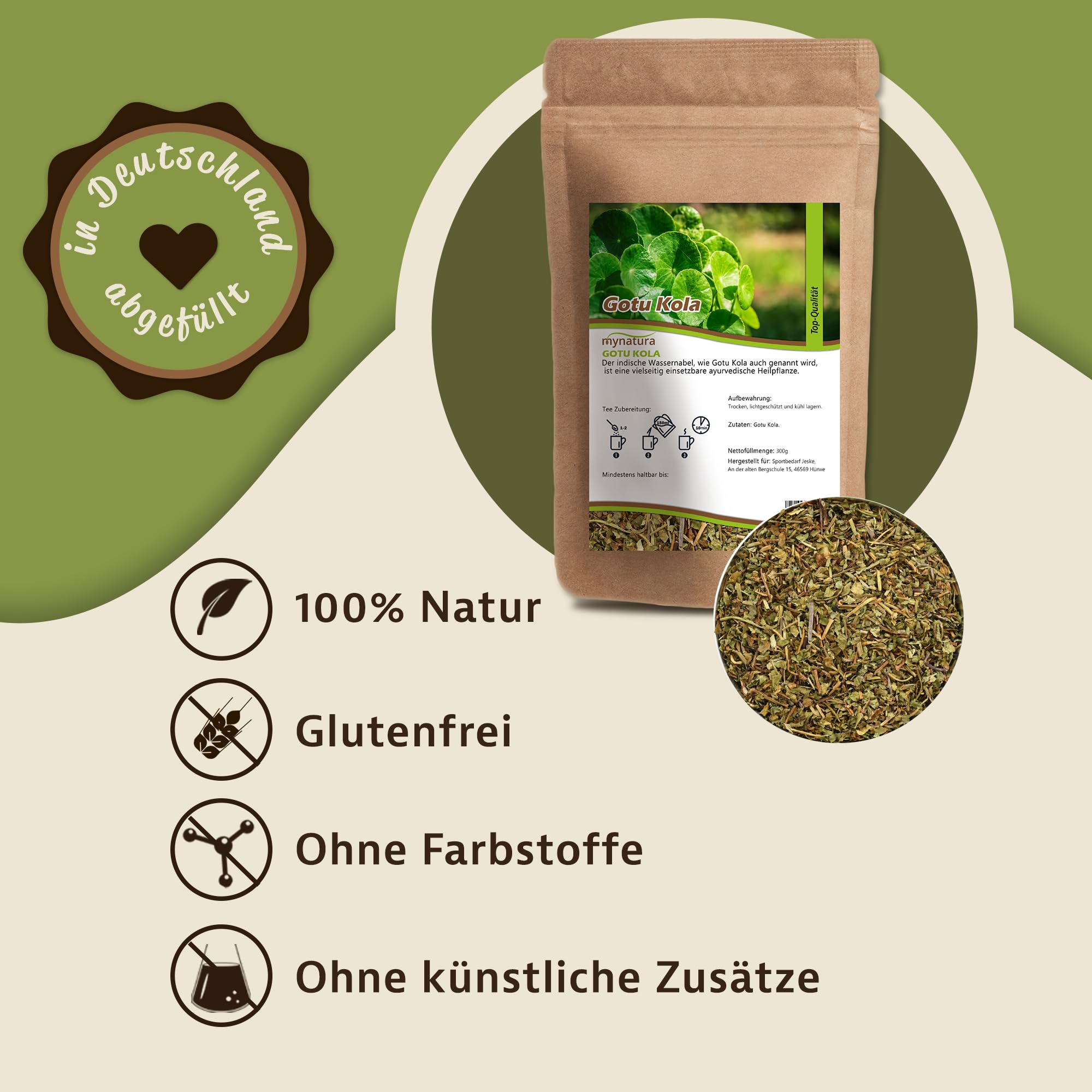 Mynatura Bio Gotu Kola Pulver | Gotu Kola | ayurvedisch | Vegan | Konzentration (3x300g)