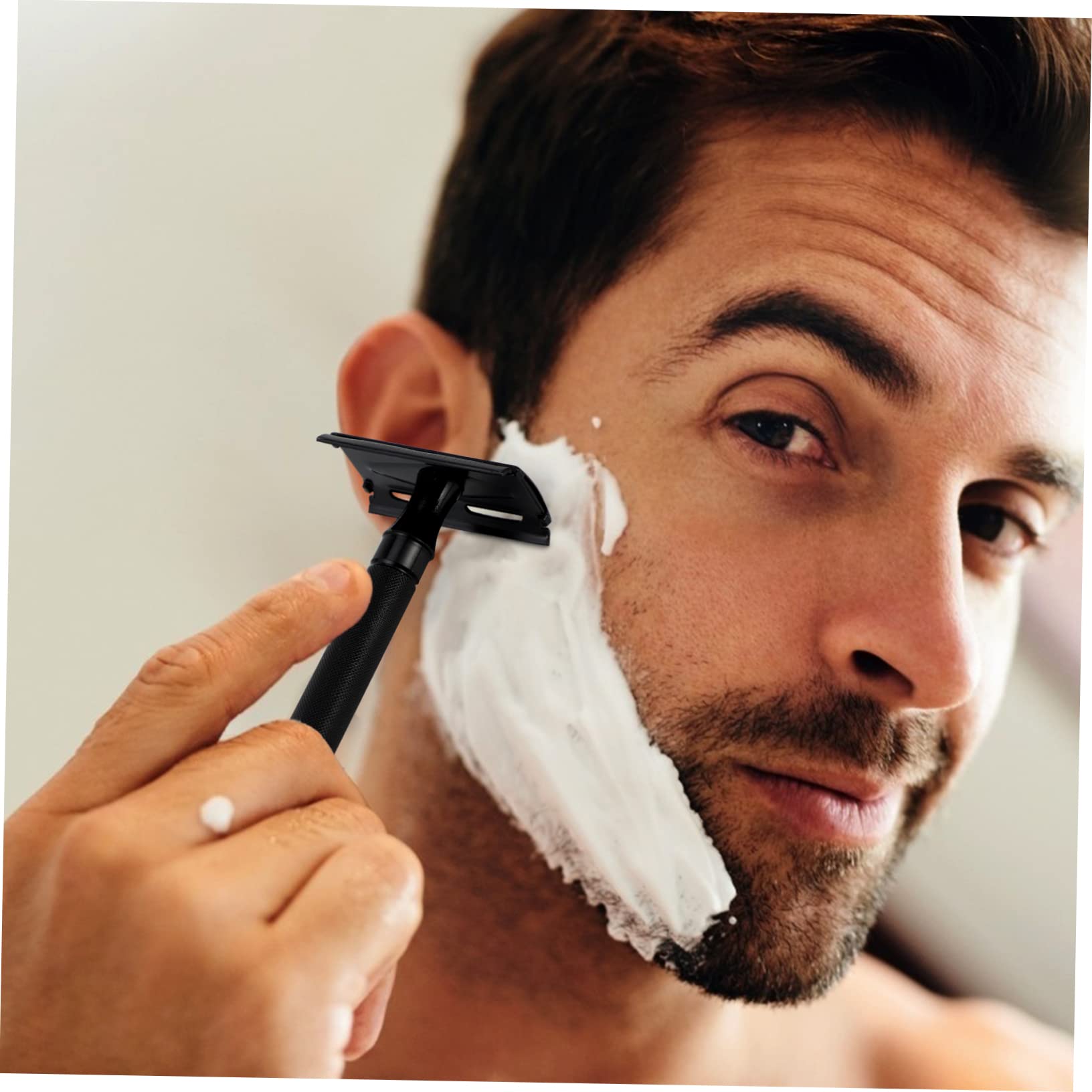 FRCOLOR Facial Razor Manual Beard Shaver Double Safety Razor Razors for Men Beard Trimmer Shaving Tool Black