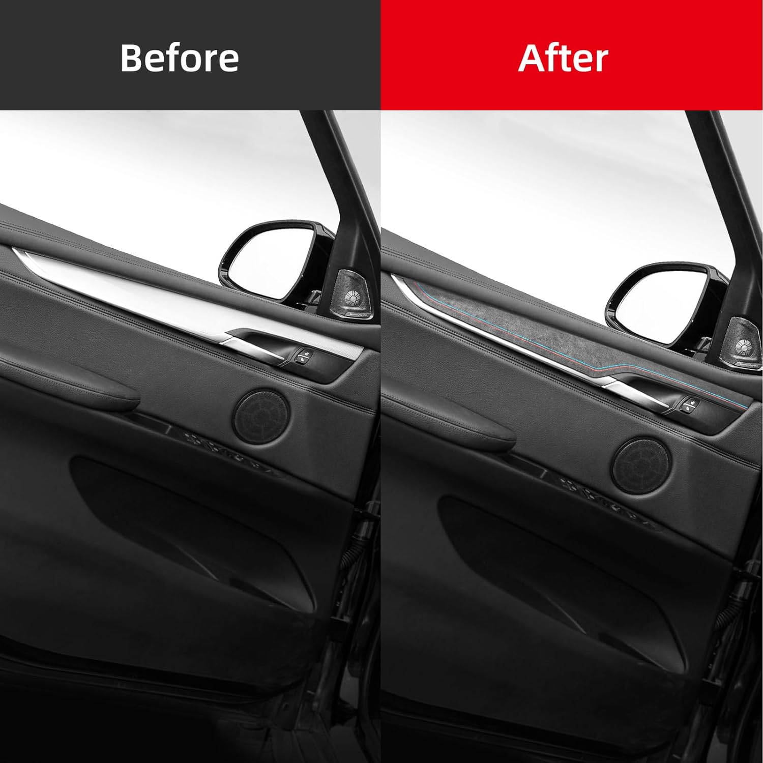 BETTERHUMZ Car Door Panel Trim Strips Compatible with BMW F15 F16 Series X5 X6 2014-2018 for Alcantara Suede Sticker Interior Tuning Accessories (F15 X5)