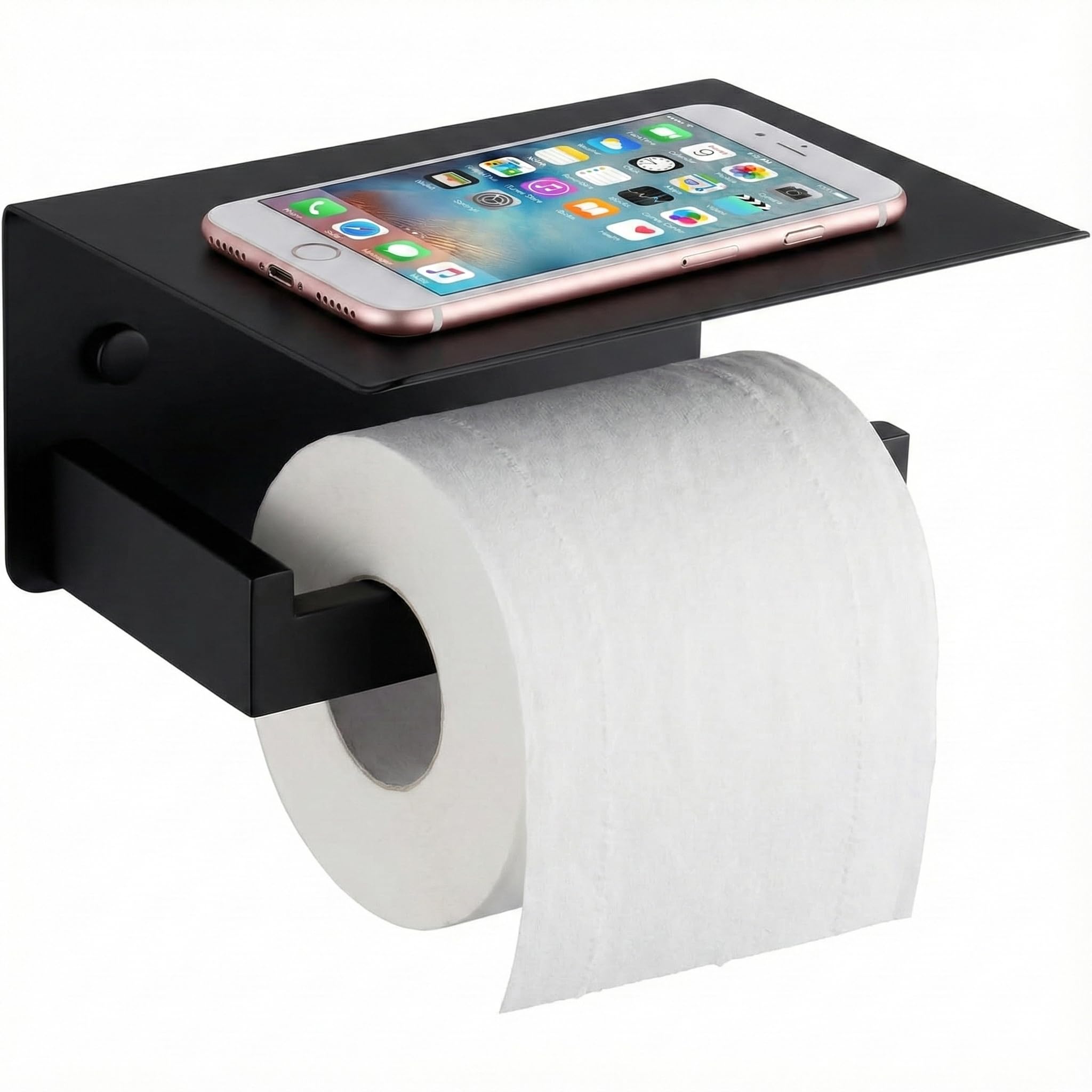 Toilet Paper Holder with Phone Shelf, Brushed Nickel — Amazon image 8