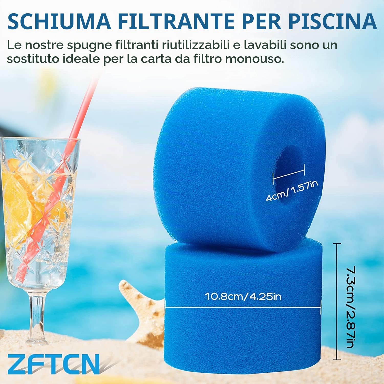 16 filtri per piscina in schiuma filtro per Intex tipo S1, filtro in schiuma per spa, piscina, riutilizzabile e lavabile, spugna di filtraggio tipo S1 (16 pezzi)