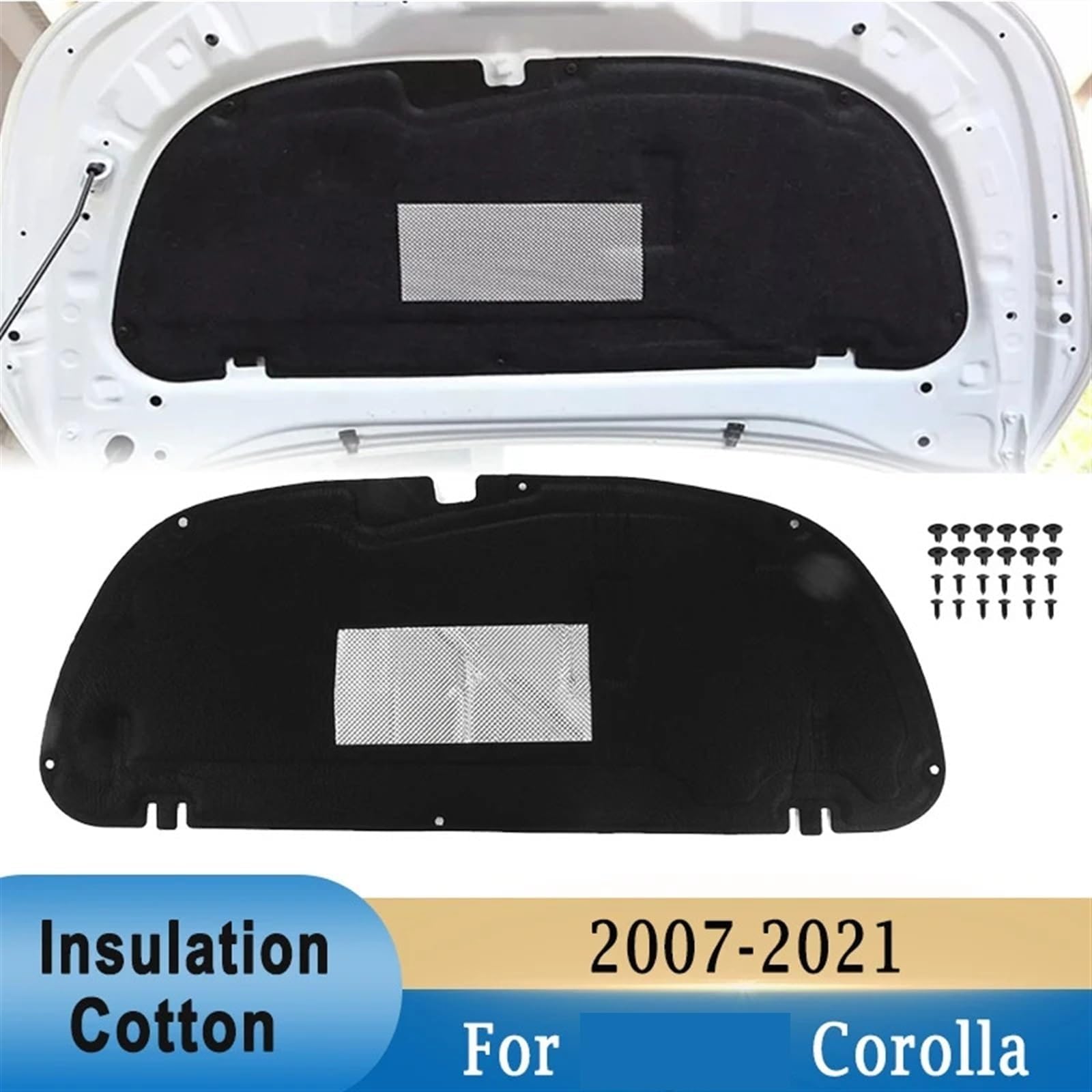 Cotone Isolante Acustico per Cofano Anteriore Auto,per Toyota Corolla 2007-2013 2014-2018 2019-2021,Isolamento del Cofano del Cofano, Isolamento Acustico del vano Motore,2014-2018