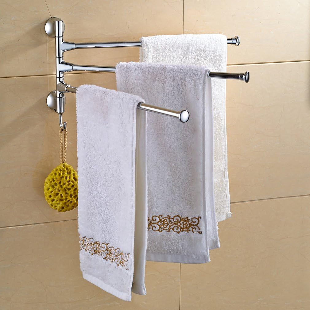 Auralum® Toallero 3 Brazos para Baño Latón Cromodo Montado en ...