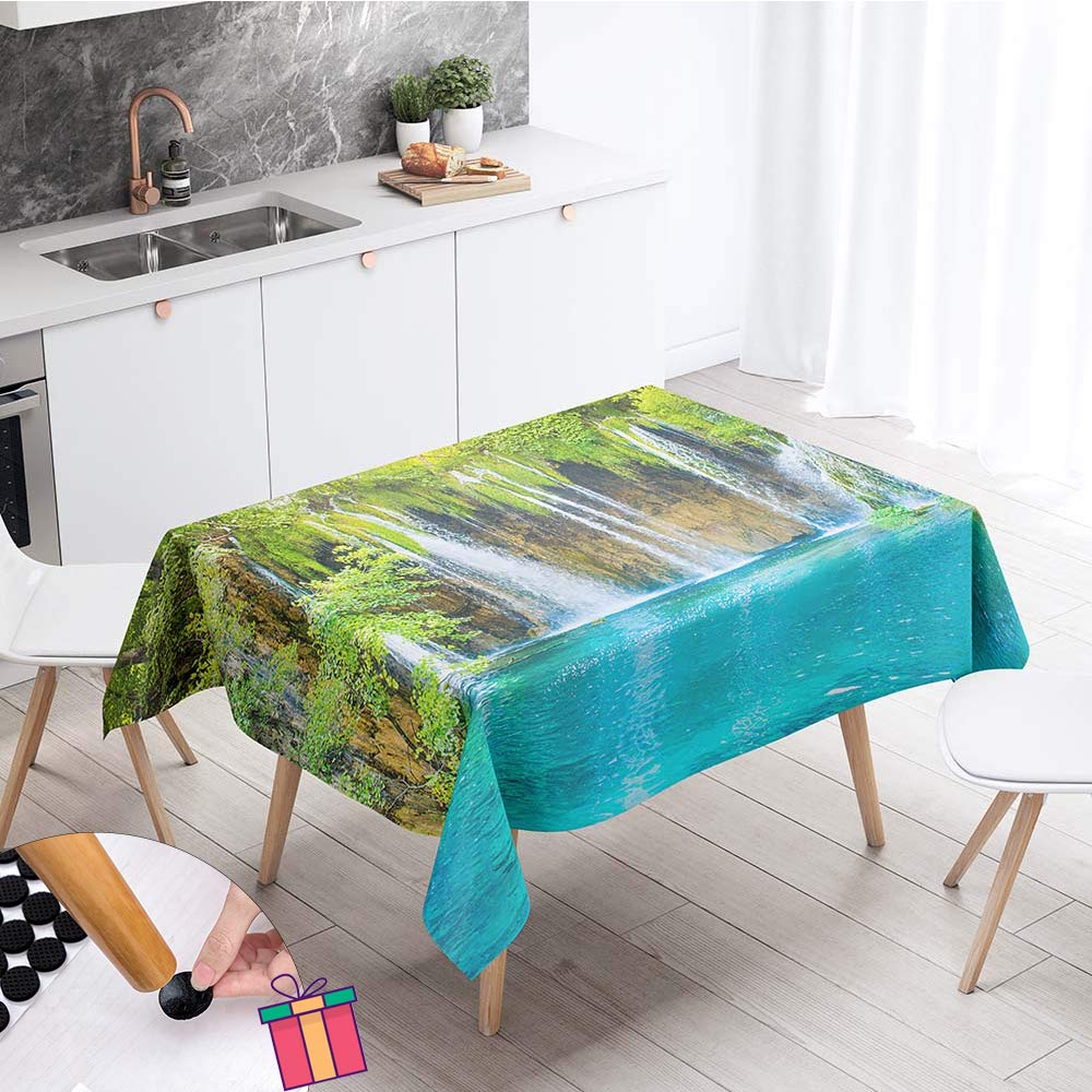 Enhome Tablecloths Rectangular, Rectangle Plant Forest Waterproof Stain-Resistant Easy Wipe Clean Table Cloth Cover for Home Decorative, Kitchen Dining, Garden Party (140x160cm,Green nature)