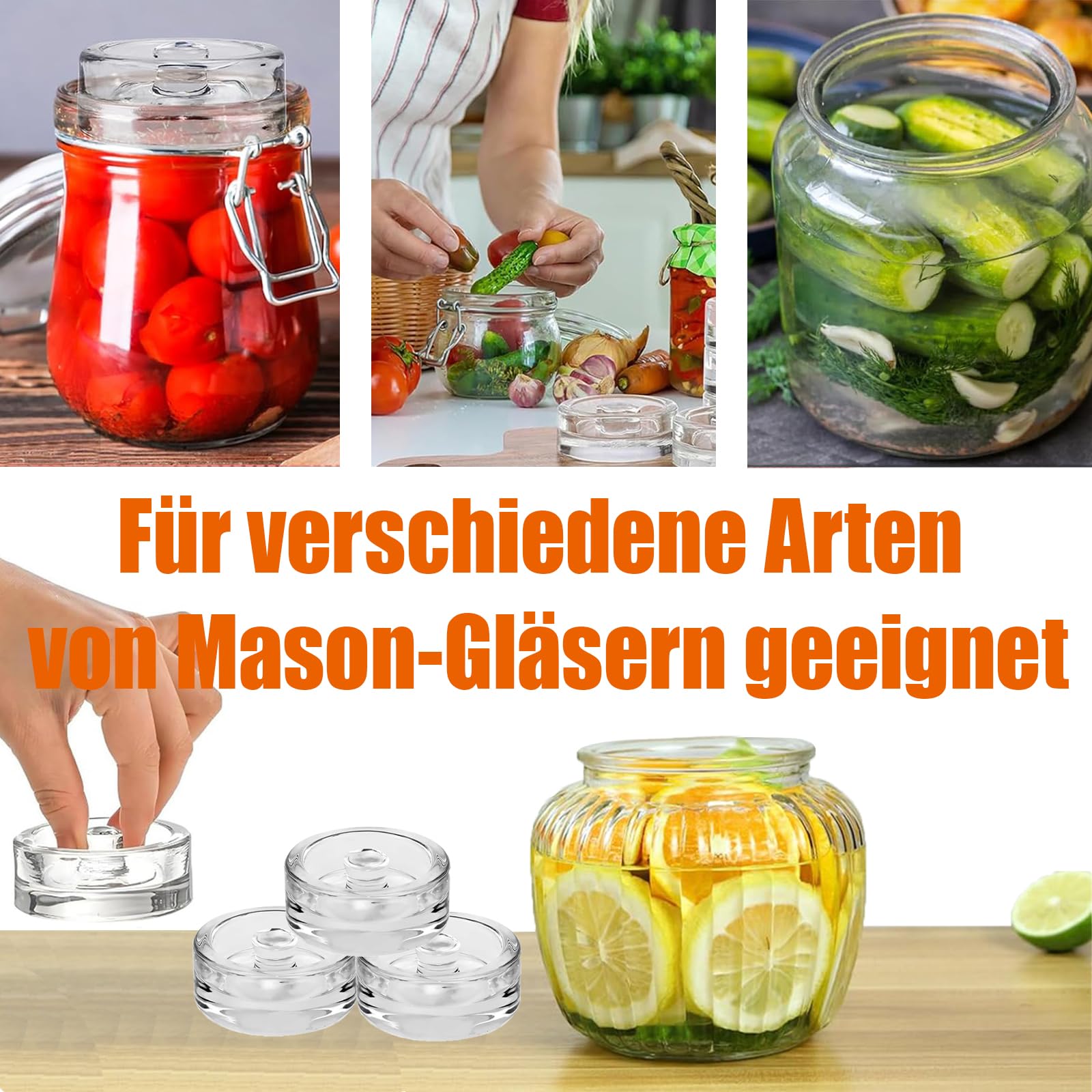 Fermentation en Verre pour la Fermentation, Poids en Verre pour Fermentation avec Large Ouverture, 4 Pièces de Pierre D'alourdissement, Poids en Verre pour la de Légumes en Saumure