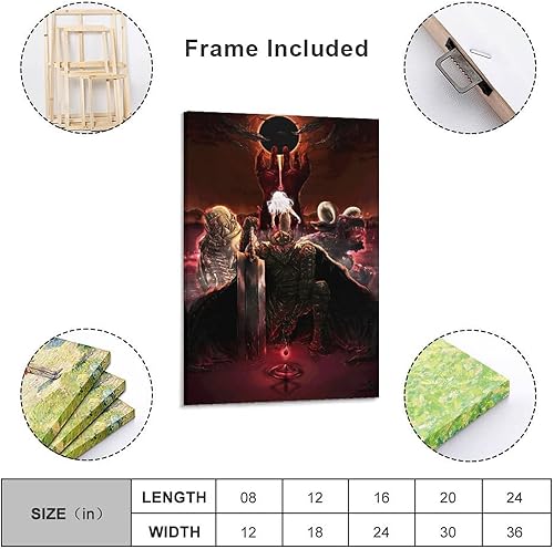 Miniatura 2 de Berserk - Pósteres de anime de estilo gótico, pósteres geniales para dormitorio de niños y niñas, decoración de juegos de apartamento, arte de