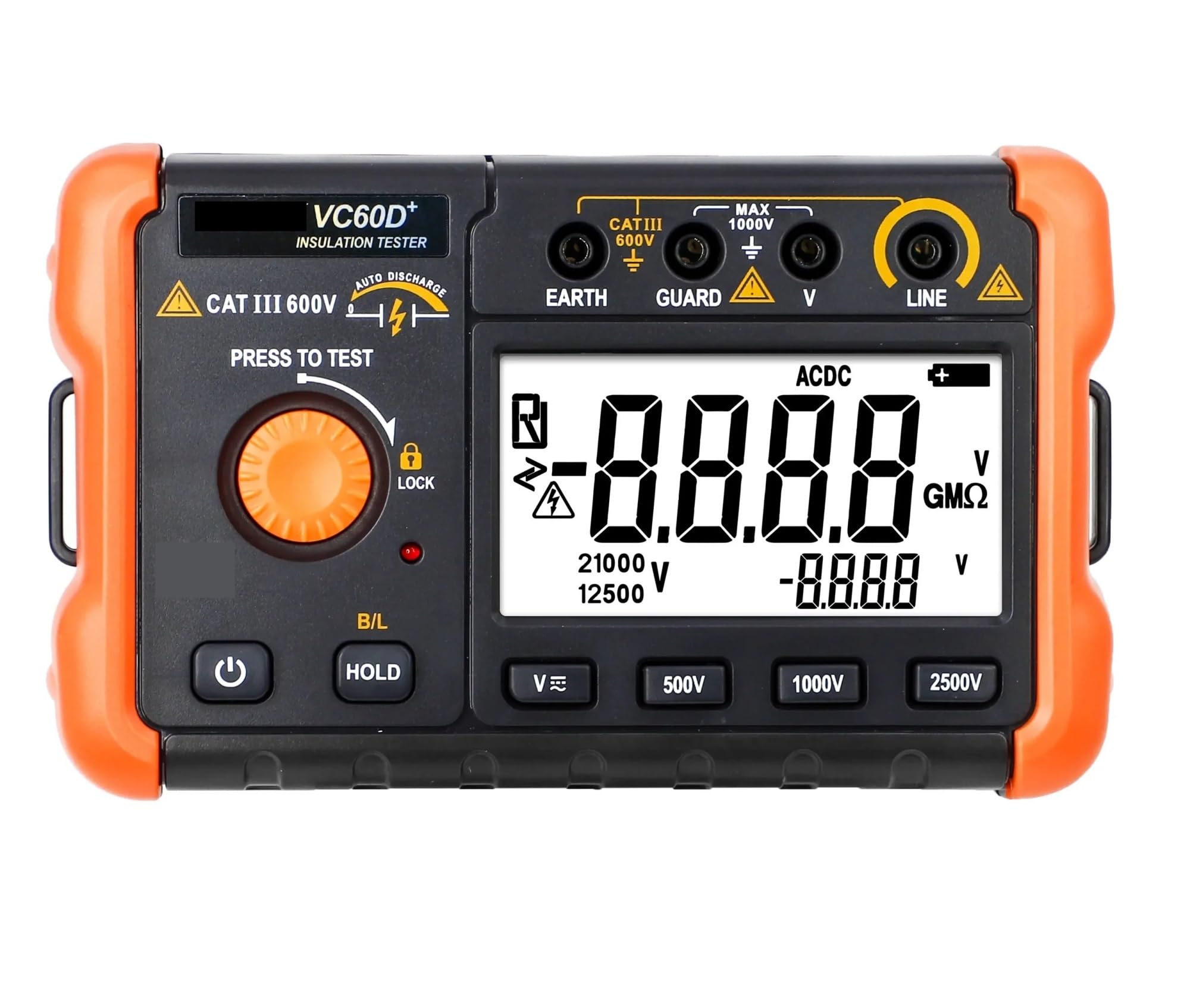 Multimetro digitale, Tester di isolamento ad alta tensione 60D+ 2500 V, megaohmmetro digitale 50 GΩ, ohmetro