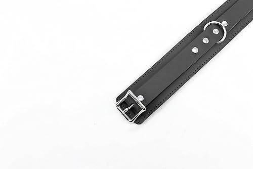 Miniatura 4 de Atlas Collar de piel de cordero Latigo Collar de cuero hecho a mano (grande, negro), Negro -, Grande