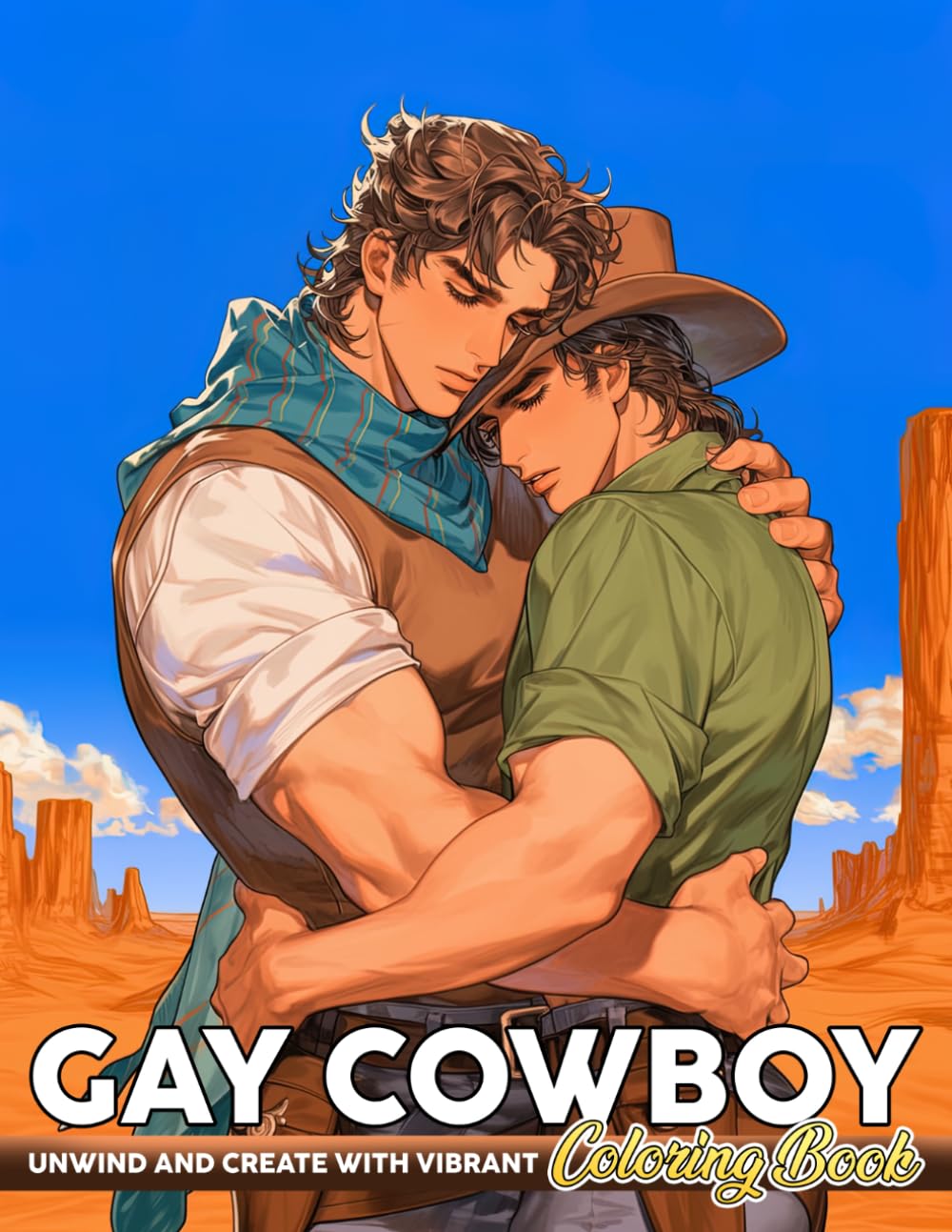 Gay Cowboy Coloring Book: Wild West Pride Coloring Pages featuring Handsome Romantic Male Illustrations and Easy Rustic Scenic Art for All Fans