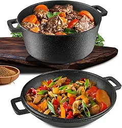 Panela de Ferro, Panela Ferro Fundido, Conjunto Caçarola E Frigideira Multiuso, 33cm