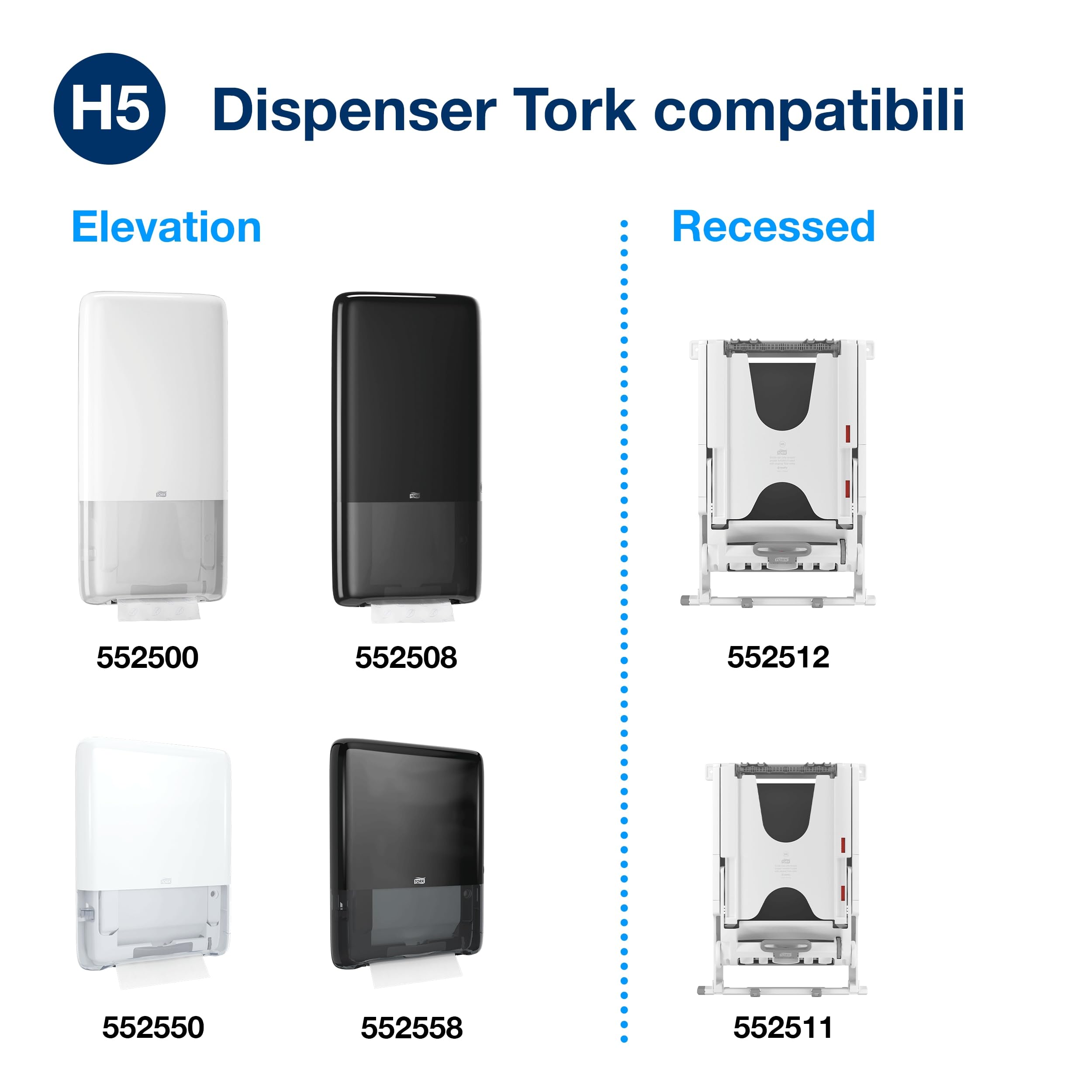 Tork PeakServe Universal 100585 - Asciugamani di carta H5 per dispenser di asciugamani - 1 strato, bianco - 12 x 410 asciugamani