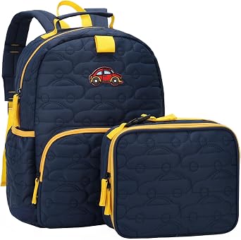 Toddler Backpack for Boys Girls, Puffer Cute Lightweight Preschool Backpack with Lunch Box Set for Daycare Kids