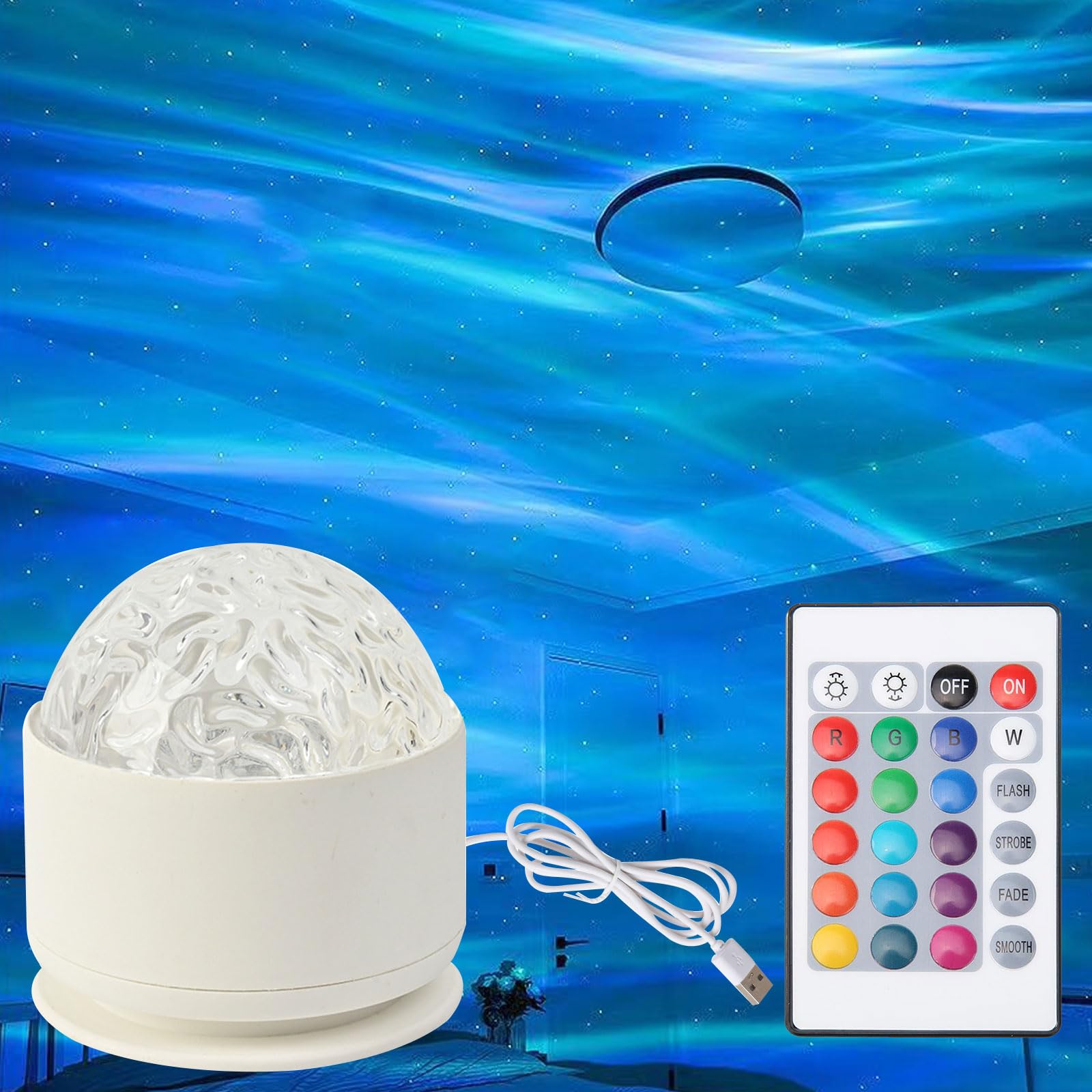 Northern Lights Projector 16 Colors USB Northern Lights Lamp Galaxy Light Projector Mood Light Nightlight Gift for Kids Teen Boy Girl