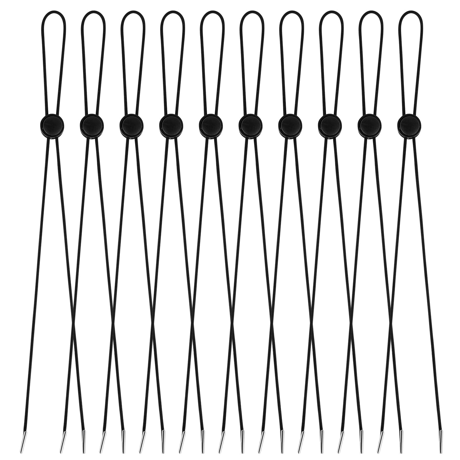 KALIONE 10 Pcs Adjustable Hat Strap Clips Flexible Hat Chin Cord, Elastic Hats Removable Chin Cord Anti-Lost Cap Strap Clips Fastener for Golfing Boating Fishing Hat Outdoor(Black)