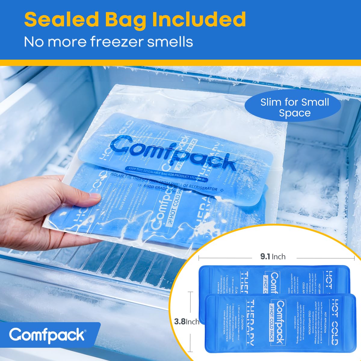 Comfpack Impacchi di ghiaccio riutilizzabili per lesioni, confezione da 2 confezioni di ghiaccio in gel flessibile e morbido, riutilizzabili, per alleviare il dolore muscolare, terapia a freddo per