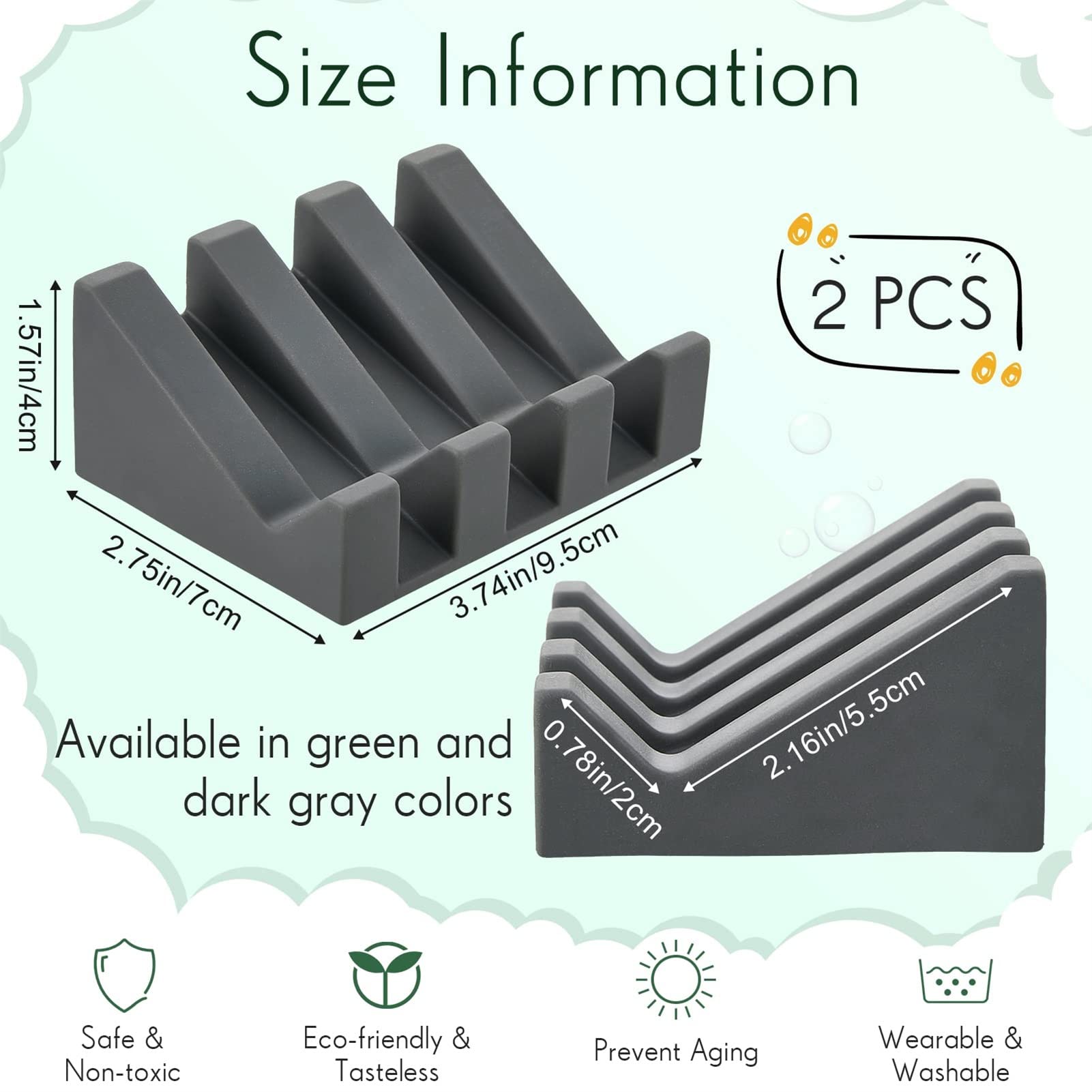 Jabonera De Silicona Gris De 2 Piezas, Jabonera De Baño Con Desagüe, Jabonera Angular, Jaboneras Antideslizantes Para Ducha, Cocina Y Bañera. | Leroy Merlin