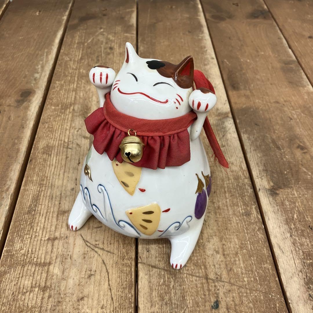 Amazon.co.jp: レトロ 猫舎道楽堂 陶器製 招き猫 まねきねこ