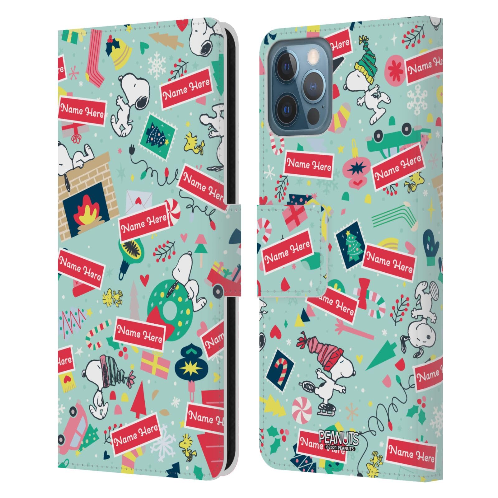 Étui Peanuts iPhone 12 cuir de qualité supérieure au design de Noël