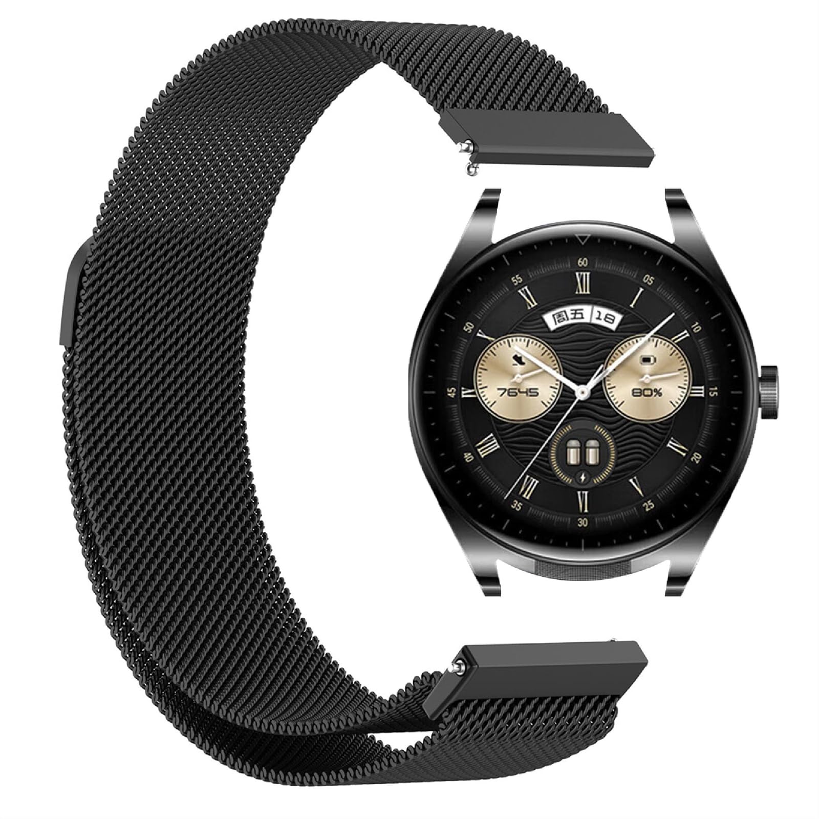 GIOPUEY Correas Magnética Compatible con Huawei Watch Buds, Pulsera trenzada de acero inoxidable [magnético] Pulsera